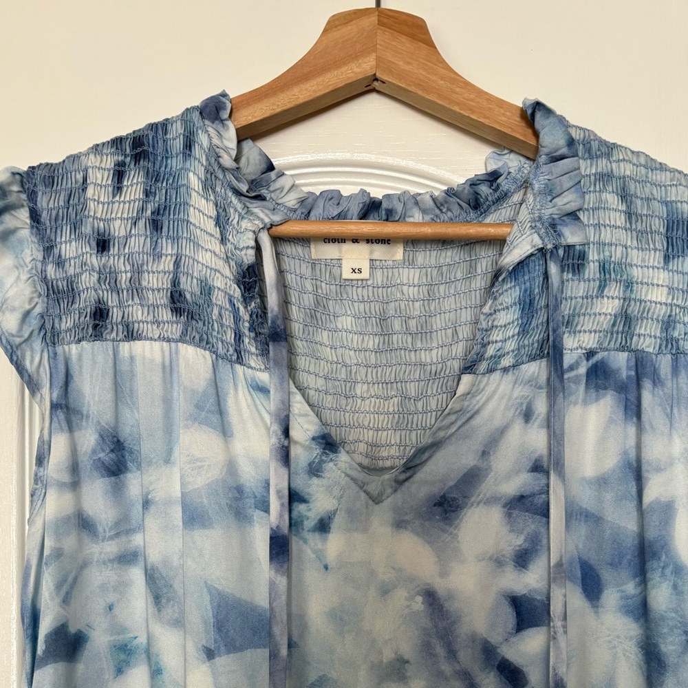NWT Anthropologie flowy blue blouse - Picture 4 of 9